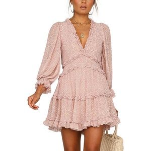 Frill trimmed pink dress